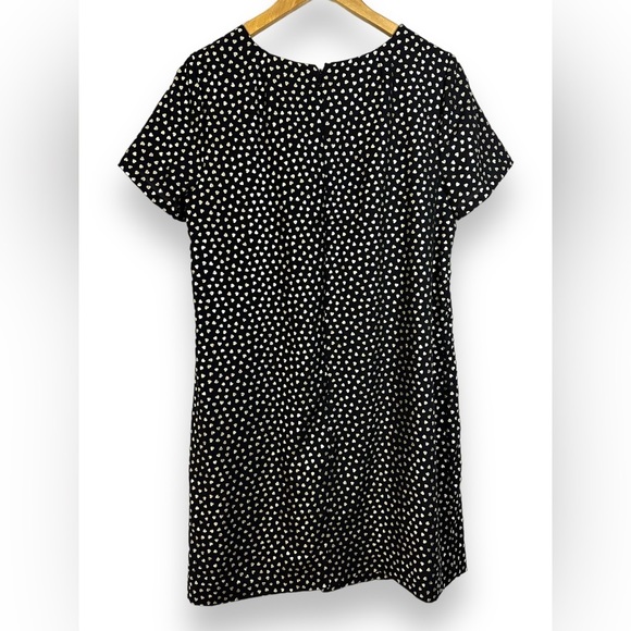 J. Crew Black Short Sleeve Shift Dress in Gold Heart Print Valentines Size 8 - Picture 4 of 11
